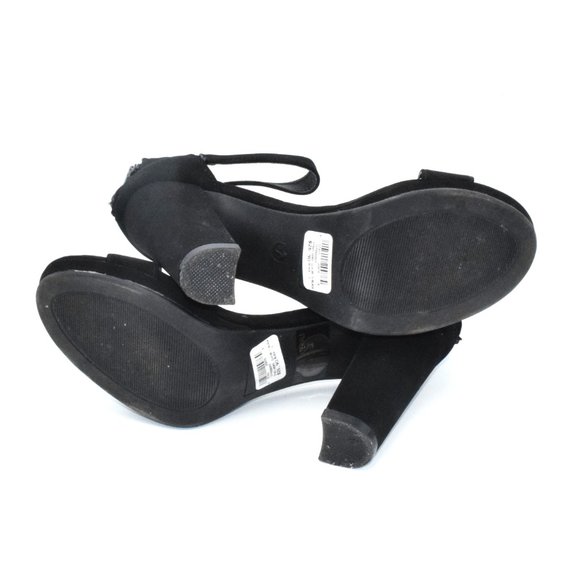 NWT Windsor Black Heeled Sandal Vegan Leather Black Chunky Heel - Picture 6 of 6